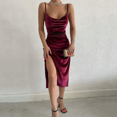 Adele - Women's Summer Elegant Velvet Bodycon Midi Dress | Ideal for Parties